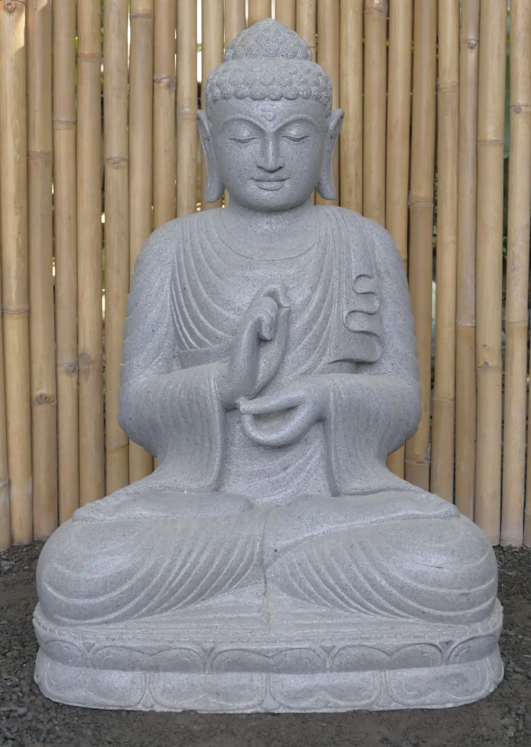  Product image 2 of the product “Seated Buddha, position Dharmachakra, 70 x 54 x 100 cm, riverstone grey ”